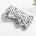 Grey Striped Bowknot Plush Headband for Face Washing and Makeup, Soft Spa Hair Band Variant - Gray & White Stripes