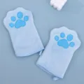 Blue cat paw pet bath glove towel, ultra-absorbent quick-drying cleaning mitt for cats and dogs. - Blue
