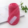 Soft pink coral fleece face washing and makeup headband with adjustable velcro strap - Rose Red