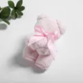 Pink coral fleece bear towel, cute folded towel gift, soft absorbent face towel for wedding party. - Bear Square Towel 30*40cm / Pink