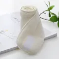 Soft cream white coral fleece headband for face washing with adjustable velcro strap. - Off White