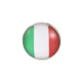 Runde Italien-Nationalflagge Brosche mit Glas-Cabochon Zeitstein für Fußballfans - Italien (1#)