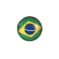 Runde Metallbrosche mit brasilianischem Flaggendesign und Glasdome-Finish für Fans - Brasilien (9#)