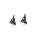 Elegant enamel Christmas tree stud earrings with colorful rhinestones in silver - Christmas Tree Type C