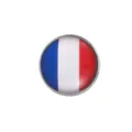 Runde Metallbrosche mit Frankreich-Flagge Design und klarem Glas-Cabochon-Finish - Frankreich (10#)