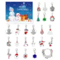 Detail of Christmas Advent calendar set with 24 festive charms and bracelet. - Blue Snowman Classic Style / 24 Grids Set