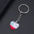 Gedetailleerd hartvormig sleutelhanger met Love You Mom en rozen ontwerp. - Blauwe Moeder & Kind Silhouet (YSL-7)