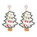 Festliche Tannenbaum-Ohrhänger mit bunten Strasssteinen in vergoldeter Legierung gefasst - Hohler Weihnachtsbaum Anhänger