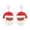 Handgefertigte Weihnachtsmann-Ohrringe mit roten Strasssteinen und weißen Perlenakzenten - Weihnachtsmann Ohrringe
