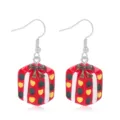 Sweet cartoon resin Christmas gift box drop earrings in red with heart and floral patterns - Heart Gift Box Style