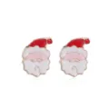 Feestelijke Kerstman emaille legering oorknopjes met decoratief rood strass detail - Lachende Kerstman