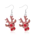 Sweet cartoon resin reindeer earrings with red bow and bell for Christmas - Cartoon Christmas Reindeer