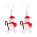 Adorable Christmas snowman earrings featuring a candy cane and red festive scarf - Snowman with Candy Cane