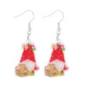 Feestelijke kerstkabouter oorbellen met acryl peperkoekhuisje op witte achtergrond. - Kerstkabouter met Peperkoekhuisje Oorbellen (006-5)