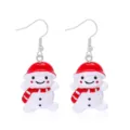 Cute cartoon resin snowman Christmas drop earrings in red and white design - Sweet Snowman Face