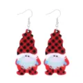 Feestelijke Kerstman oorbellen met rood en zwart geruite muts voor de Kerst. - Kerstman Oorbellen met Geruite Hoed (006-.4)