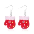 Sweet cartoon red Christmas mitten resin drop earrings featuring colorful polka dots - Dotted Christmas Glove