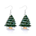 Festive green resin Christmas tree earrings with colorful ornaments for holiday parties. - Ball Decor Christmas Tree