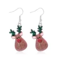 Sparkly resin reindeer Christmas earrings featuring glittery brown and green accents - Glitter Cartoon Reindeer