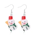 Christmas snowman resin earrings with glittery red hat and green scarf details - Snowman with Broom Style