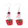 Cute Christmas snowman resin drop earrings sitting on red gift box with white background - Snowman and Red Gift Box