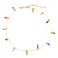 Feestelijke kerstketting met kleurrijke lampjes hangers aan een goudkleurige ketting - Gouden Gloeilamp Ketting (006-24) / Goud
