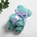 Cute coral fleece bear shape towel with purple ribbon, soft square towel for gift. - Bear Square Towel 30*30cm / Mint Green