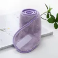 Soft purple coral fleece facial headband with adjustable velcro strap for daily makeup - Purple