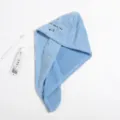 Blue absorbent coral fleece hair drying cap with cosmic starry sky embroidery decor - Cosmic Embroidery Style / 65x25cm / Sky Blue