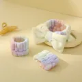 Ensemble Bandeau et Bracelets Éponge Maquillage Arc-en-ciel Tie-Dye pour Soin Visage Femme - Arc-en-ciel