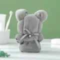Grey coral fleece bear towel, cute folding design square face towel gift for wedding party. - Light Gray with Beads