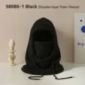 High-quality black double-layer polar fleece balaclava hood mask for winter warmth - Black Style (S8080-1) / Black