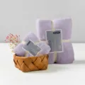 Lila Korallenfleece Handtuch und Badetuch Set, weiches saugfähiges Gesichtstuch für Zuhause - Hellviolett