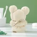Cute bear shaped coral fleece face towel gift wedding party souvenir soft warm 30x30cm - Off-White with Beads