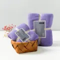 Korallenfleece Handtuch und Badetuch Set, weich saugfähig Heim Bad Textil zweiteilig. - Lila
