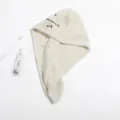 Absorbent coral fleece hair drying towel cap with starry sky embroidery - Cosmic Embroidery Style / 65x25cm / Off White