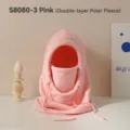 Pink double-layer polar fleece winter balaclava hood for windproof warmth - Pink Style (S8080-3) / Pink