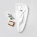 White coral fleece dry hair cap with cute ice cream embroidery, super absorbent quick dry bath towel. - 65x25cm / Ice Cream - White