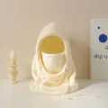 Beige double-layer polar fleece winter balaclava hood with drawstring - Beige
