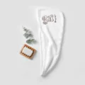 White coral fleece hair drying towel with cute bear embroidery for women fast drying - 65x25cm / Bear White
