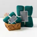 Dunkelgrünes Korallen-Fleece Handtuch und Badetuch Set, ultra-saugfähiges weiches Badzubehör. - Dunkelgrün