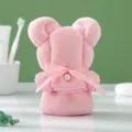 Cute pink coral fleece bear towel gift, 30x30cm creative wedding favor and party giveaway. - Pink with Beads