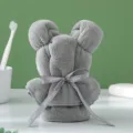 Gray coral fleece bear towel, cute gift hand towel with ribbon for wedding party. - Light Gray with Ribbon