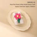 Premium coral fleece gift towel with rose red 3D flower and coffee stripes, 30x30cm - Rose Red Little Flower (S80100-01)