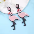 Orecchini a pendente a fenicottero rosa in acrilico per stile estivo Hawaii gioielli - Fenicottero (Orecchini Pendenti)