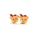 Festive Christmas reindeer enamel stud earrings with gold finish for women and girls - Reindeer Style (Bear B) / Light Orange