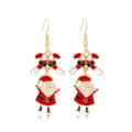 Festive Christmas hook earrings featuring enamel Santa Claus and candy cane charms - Candy Cane Santa Claus
