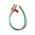 Christmas reindeer hair clip with long red green and white braided hair extensions - Deer Head