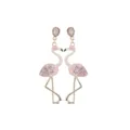 Eleganti orecchini a goccia a forma di fenicottero rosa con cristalli e finitura dorata - Fenicottero con Strass