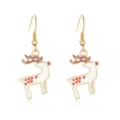 Feestelijke kerstrendier oorhangers met witte emaille afwerking en rode stippen - Wit Emaille Rendier Stijl